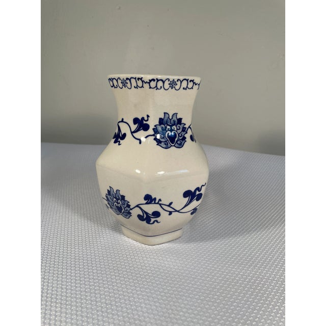 1970s Small Chinoiserie Blue and White Hand Painted Vase For Sale - Image 5 of 11