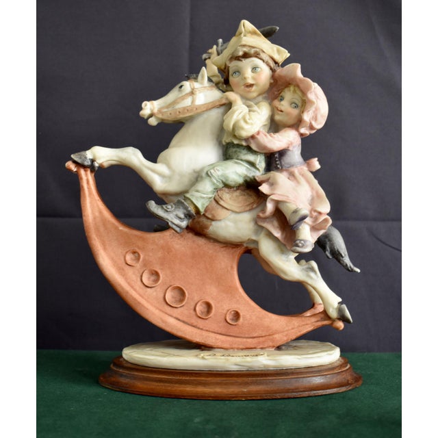 Giuseppe Armani Rocking Horse Florence Figurine Riding Boy Girl Vintage Italy For Sale - Image 4 of 17