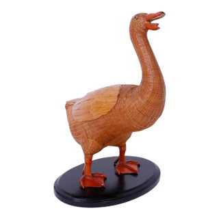 Midcentury Chinese Wicker Duck For Sale