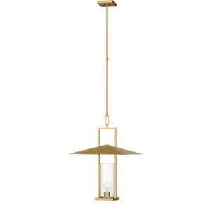 Ray Booth for Visual Comfort Signature Amity 18" Lantern in Antique Brass with Clear Glass