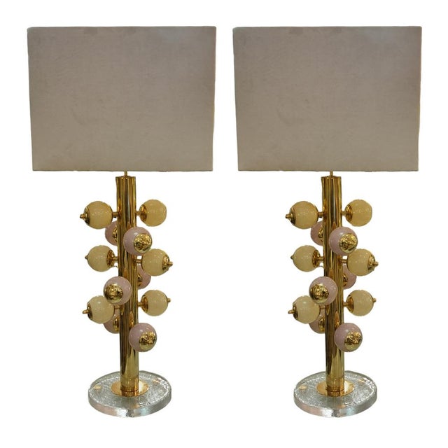 1970s Lamps with Murano Glass Spheres, 1950s, Set of 2 For Sale - Image 5 of 5