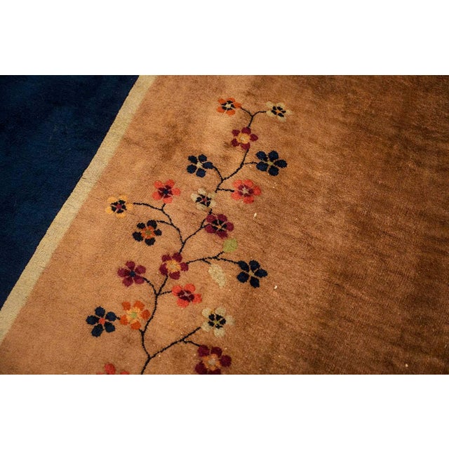 1920s Large Size Wool Camel Chinese Floral Antique Knotted Art Deco Carpet Rug For Sale - Image 10 of 10