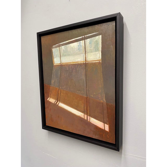 Contemporary Warm Light by Riley Doyle | Oil on linen mounted on panel depicting a window with soft shadows. For Sale - Image 3 of 5