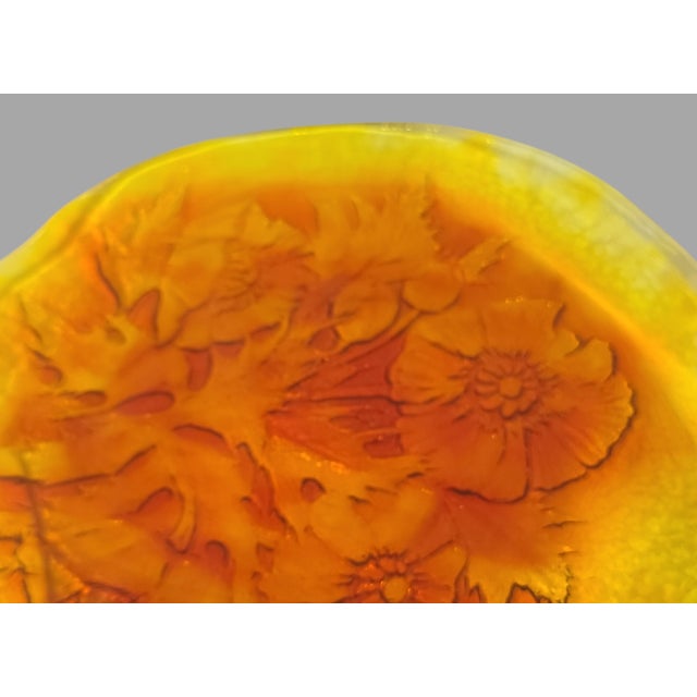 Contemporary Vintage Amberina Glass Raised Floral Thistle Plate, Platter For Sale - Image 3 of 7
