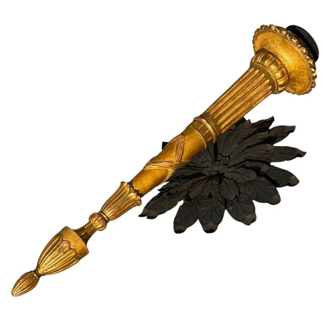 Mid 20th Century Huge Pair of 19th C Style Giltwood Torchieres Wall Sconces For Sale - Image 5 of 7