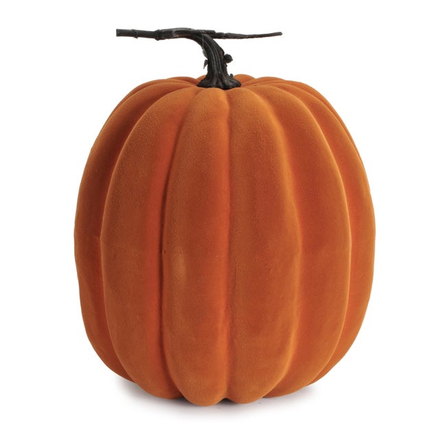 Contemporary Velvet Textured Pumpkin Accent Set (Set of 2) For Sale - Image 3 of 5