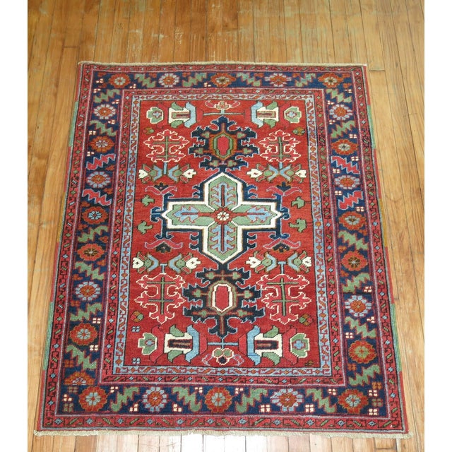 Pair of Antique Persian Serapi Heriz Square Rugs - 3'5" x 4'2" For Sale - Image 16 of 18