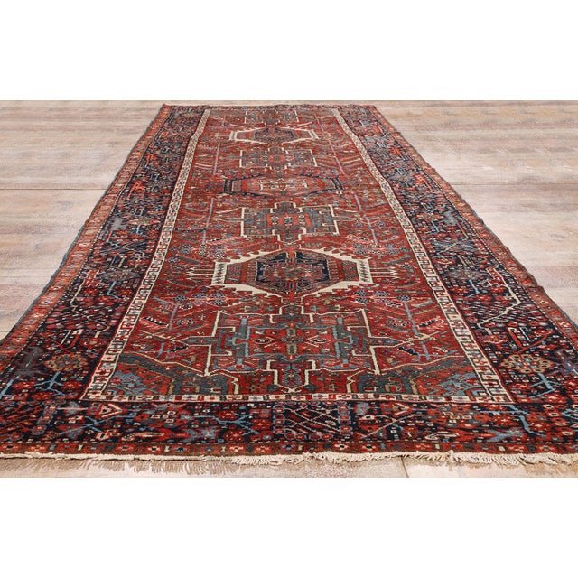 Late 19th Century Persian Heriz Rug, 04'06 X 12'01 For Sale - Image 9 of 10
