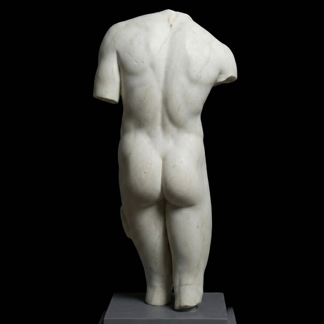 Mediterranean The Valentini Torso – Classical Marble Male Sculpture For Sale - Image 3 of 4
