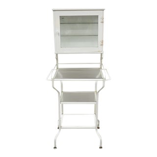 Retro Vintage Style Industrial Metal White Bathroom Cabinet Vanity Stand For Sale