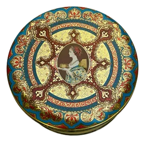 Vintage Cloisonné Inspired Metal Tin