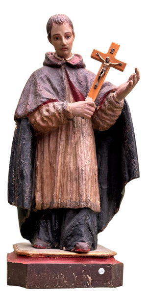 Baroque Artist, Saint Aloysius Gonzaga Polychrome Sculpture, 17th Century, Wood