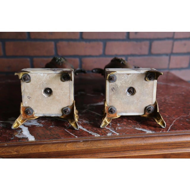 19th Century French Bronze & Marble Vases For Sale - Image 9 of 10