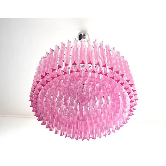 Triedri Glass Chandelier with 265 Pink Prisms For Sale - Image 10 of 13