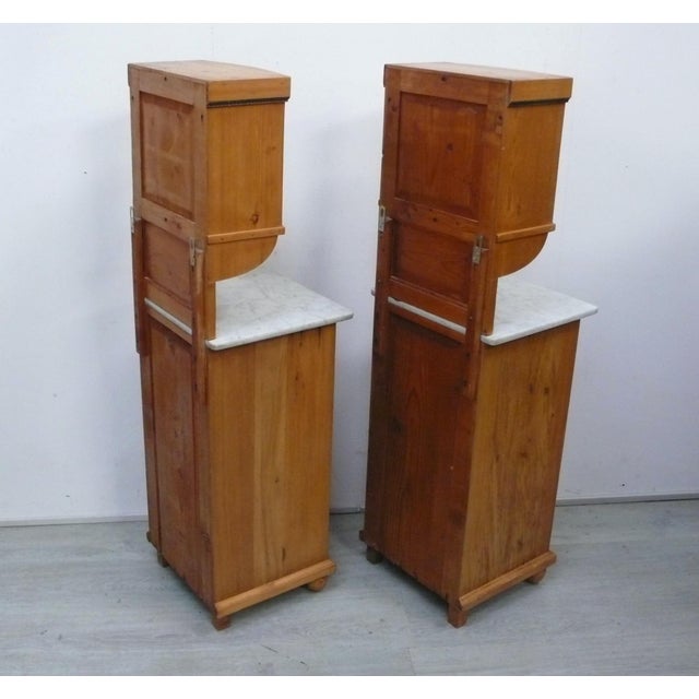 Biedermeier Nightstands with Marble Tops, Germany, 1880s, Set of 2 For Sale - Image 6 of 11