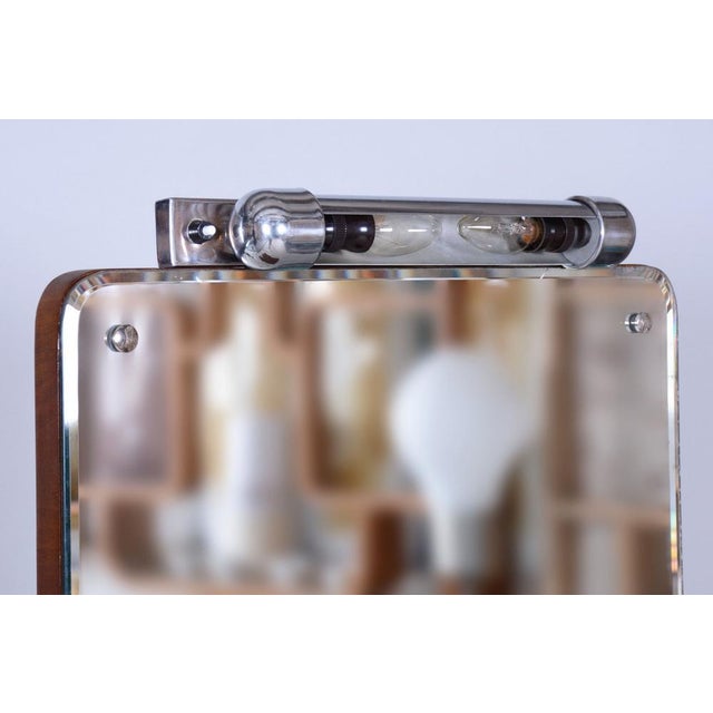 Art Deco Dressing Mirro in Glass & Walnut attributed to R. Slezak, Czech, 1930s For Sale - Image 3 of 15