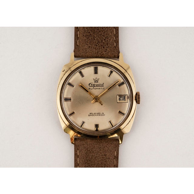 Vintage 14K Gold Automatic Watch by Exquisit, 1970s For Sale - Image 12 of 13