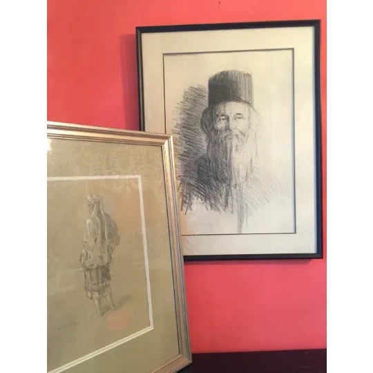 Framed Charcoal Portrait Sketches - A Pair For Sale In Atlanta - Image 6 of 8