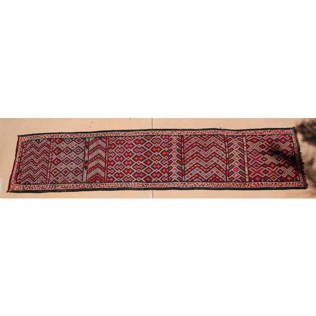 Berber Tribes of Morocco Vintage Moroccan Tuareg Tribal Runner Rug, Geometric Wool and Cotton, 1950s For Sale - Image 4 of 14