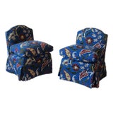 Down Filled Slipper Chairs in Pierre Frey, a Pair For Sale