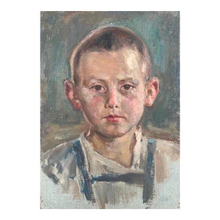 Soviet Children Portraits Oil Painting Original Ukrainian Artist Sokolovsky g.s.39-25 1960s For Sale