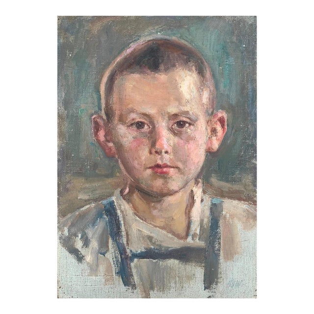 Soviet Children Portraits Oil Painting Original Ukrainian Artist Sokolovsky g.s.39-25 1960s For Sale