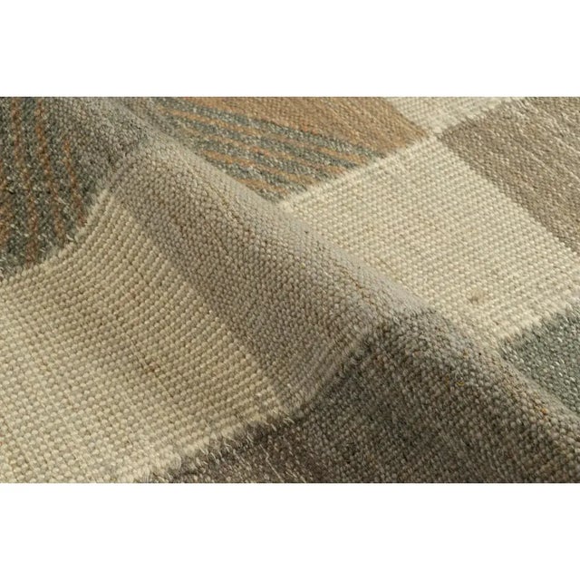 Textile Rug & Kilim’s Scandinavian Style Rug in Blue and Gray, With Geometric Patterns For Sale - Image 7 of 8