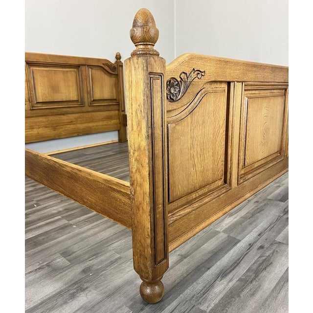 Brown Vintage French Style King Size Bed Frame in Oak For Sale - Image 8 of 12