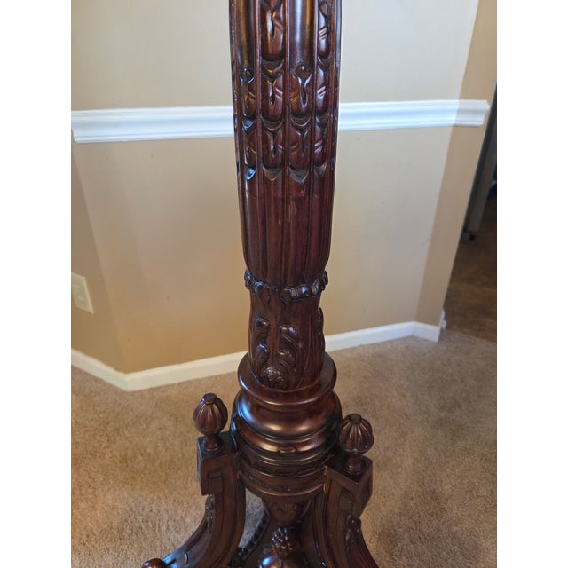 Antique Torchier Carved Mahogany Display Plant Stand - 5 Foot For Sale - Image 16 of 17