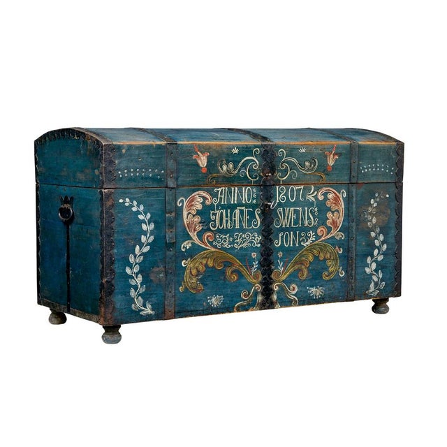 Swedish Hand-Painted Marriage Chest, 1807 For Sale - Image 11 of 11