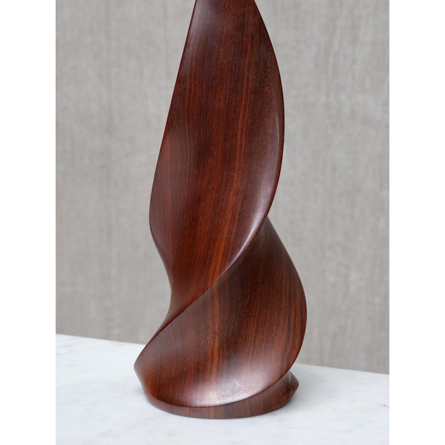 Sculptural Table Lamps in Mahogany by Claude Chauvy, France, 1950s, Set of 2 For Sale - Image 15 of 17