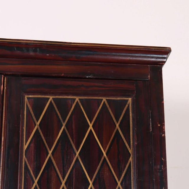 19th Century Painted Brass and Pine Cupboard For Sale - Image 3 of 9