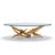 Silas Seandel Brutalist Mid Century Glass and Gilt Bronze Coffee Table This coffee table measures: 59.5 wide x 29.75 deep...