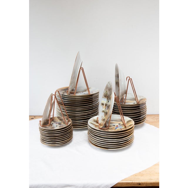 Japanese Showa Porcelain Kutani Dinner Service with Geishas and Fuji, 1940s, Set of 81 For Sale - Image 12 of 17