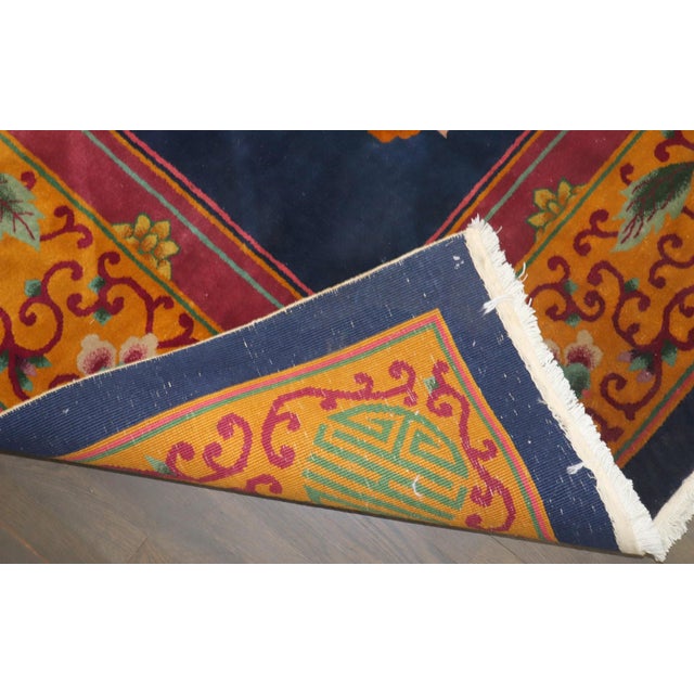 Blue Art Deco Chinese Carpetrug no. 10957 For Sale - Image 8 of 10