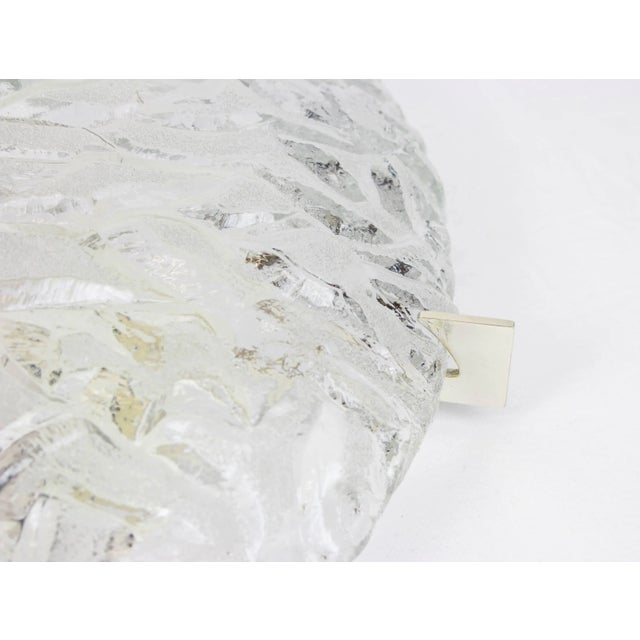 Large Ice Glass Round Flushmount from Kaiser, Germany, 1970s For Sale - Image 4 of 5