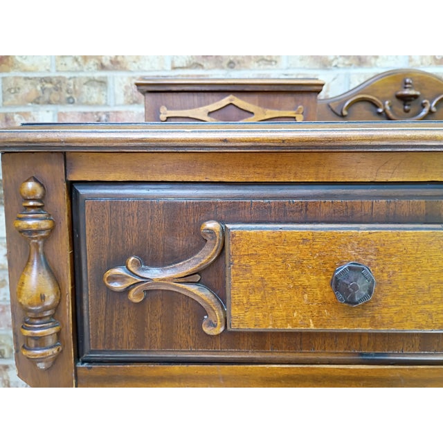 Victorian Antique Victorian Revival Chiffonier High Chest With Ornate Scrollwork, Circa 1910 For Sale - Image 3 of 17