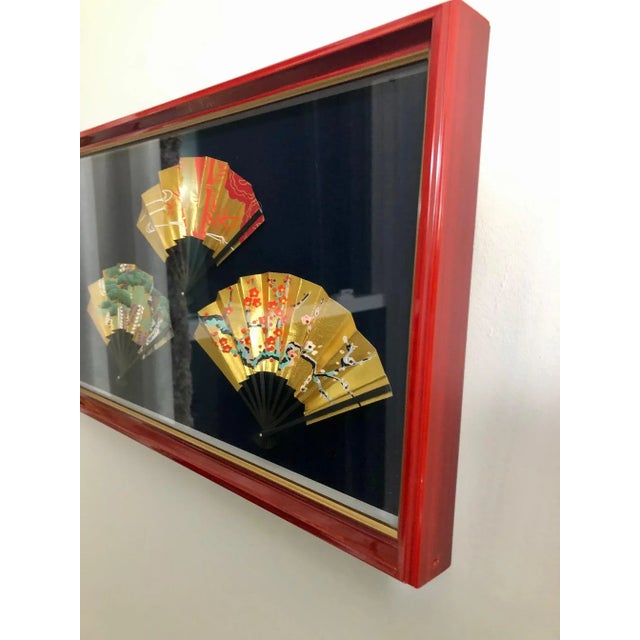 Mid 20th Century Chinoiserie Shadow Box Art of Three Miniature Japanese ...