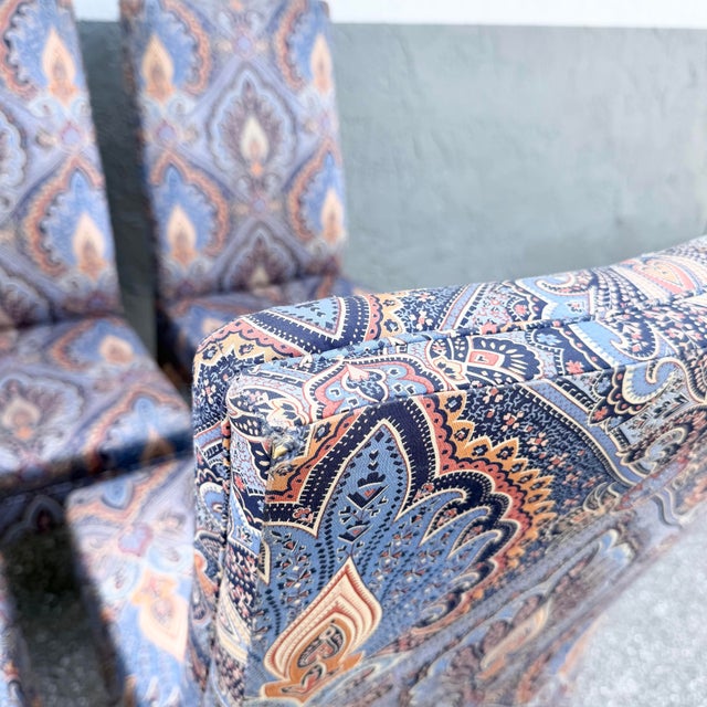 Postmodern Blue and Orange Parsons Dining Chairs by Preview - Set of 6 For Sale - Image 11 of 12