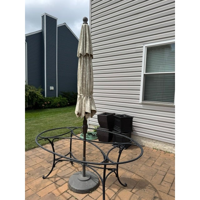 Brown Jordan Roma Table Frame and Weighted Umbrella Base With Canvas Umbrella For Sale - Image 12 of 15