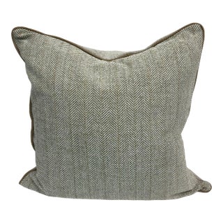 24” X 24” Pindler Berkeley Herringbone Chenille Grey Beige Pillow Cover For Sale