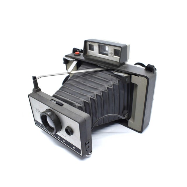 Mid-Century Modern Mid 20th Century Polaroid Automatic Land Folding Rangefinder Camera Model 320 With Clamshell Cover For Sale - Image 3 of 12