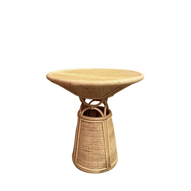 Contemporary Toffee GM Side Table in Stained Rattan and Glass Top by Popus Editions For Sale - Image 3 of 5