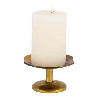 Mid-Century Minimalist Brass Table Candlestick, 1960s For Sale