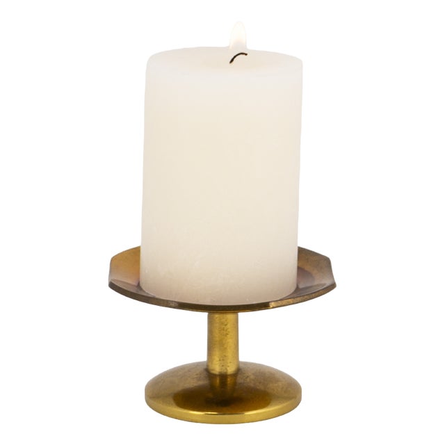 Mid-Century Minimalist Brass Table Candlestick, 1960s For Sale