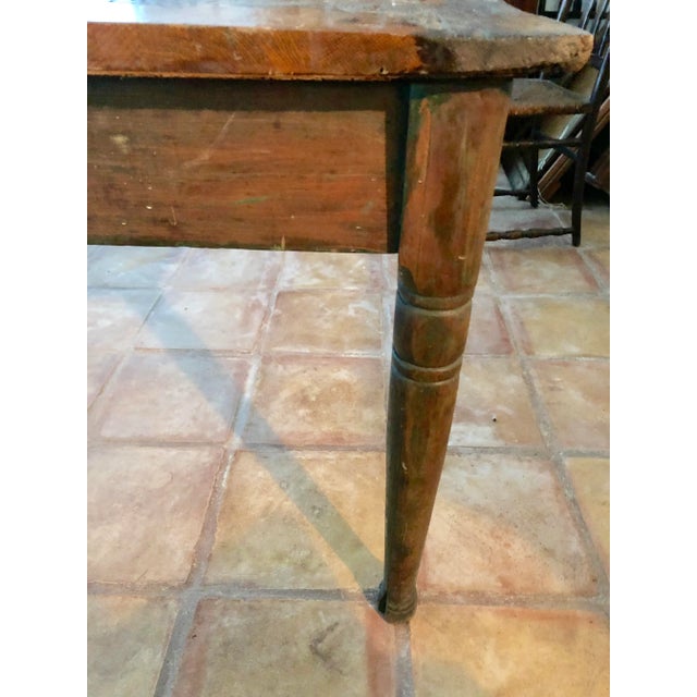 1920s Primitive Two Drawer Oak Farm Table For Sale In Houston - Image 6 of 11