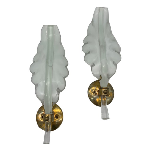 Vintage Italian Glass Wall Lamps from Seguso, 1960s, Set of 2 For Sale