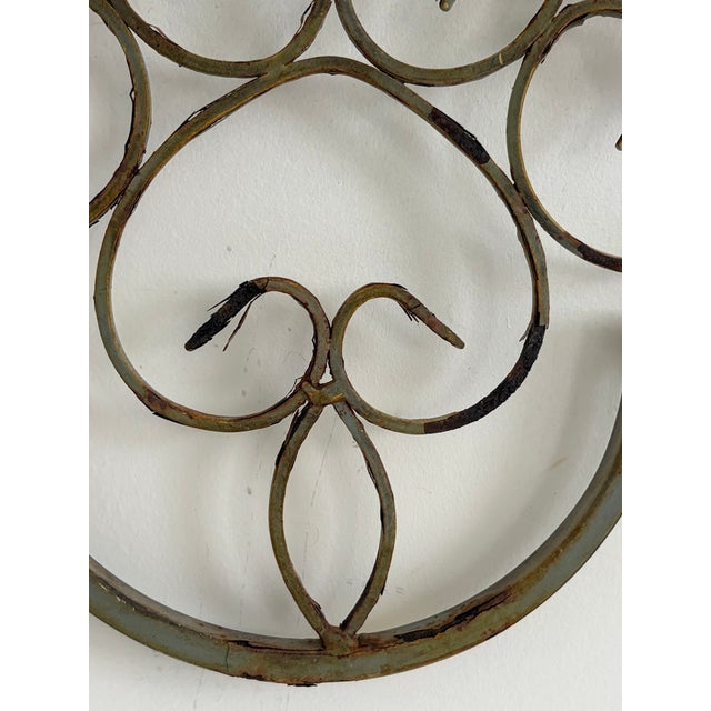 Vintage 36" Wrought Iron Scroll Wall Panel With Cast Leaf Accents For Sale - Image 9 of 17