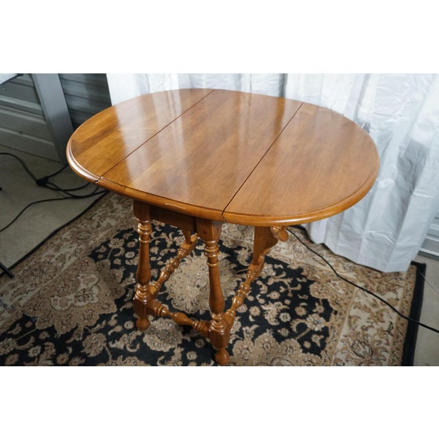 Vintage Ethan Allen Oval Drop-Leaf Side Table For Sale - Image 9 of 12