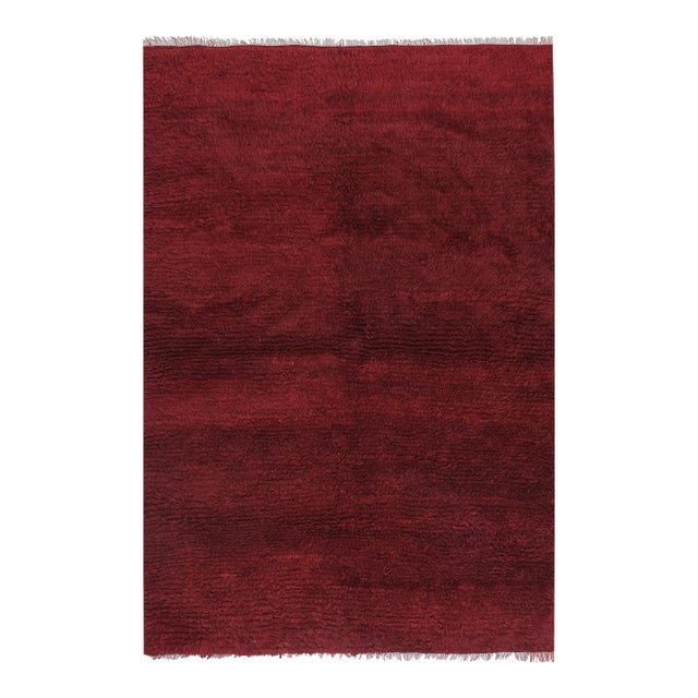 Vintage Red Color Turkish Shag Tulu Rug 5'6" X 7'11" For Sale